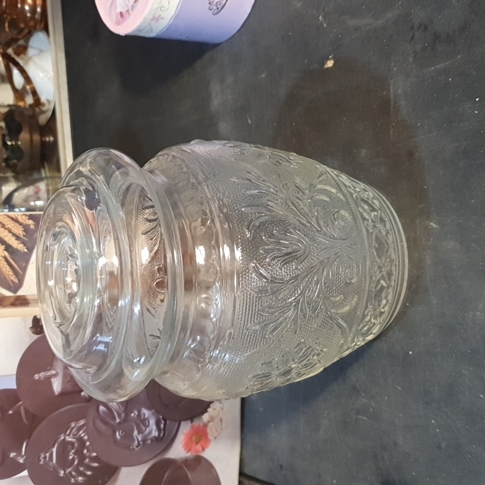 Vintage Glass jar vase with lid